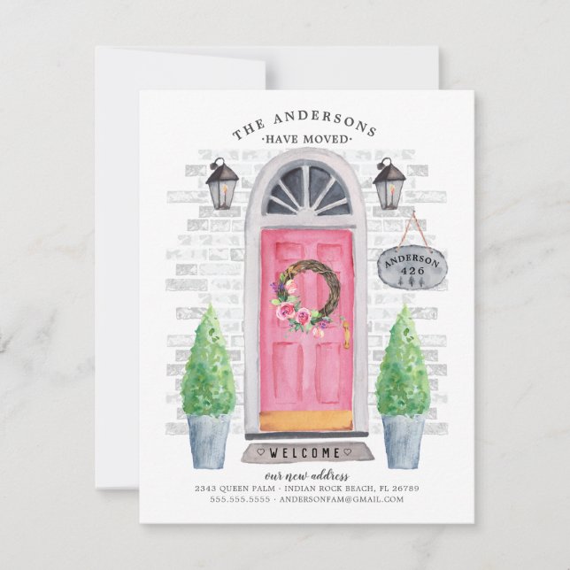 Faire-part de déplacement de la porte avant rose (Devant)