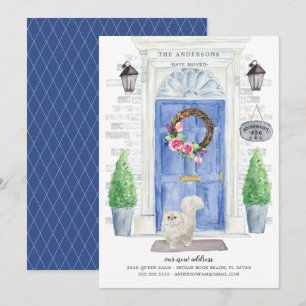 Faire-part de déplacement de la porte bleue du cha