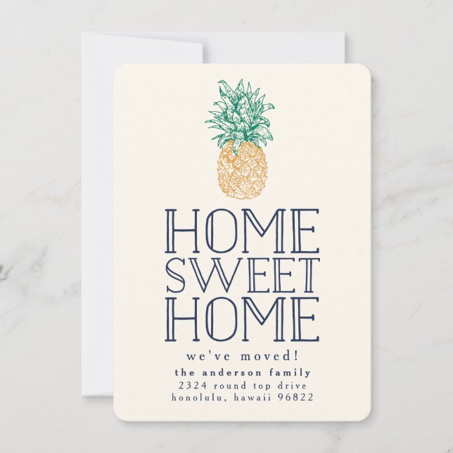 Faire-part de déplacement de l'ananas vintage (Devant)