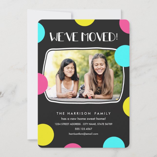 Faire-part de déplacement de photo de points moyen (Devant)