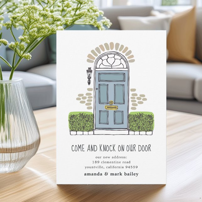 Faire-part de déplacement de porte bleue (Créateur téléchargé)