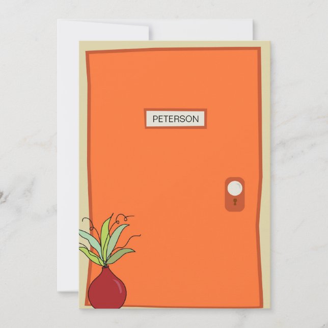 Faire-part de déplacement de porte orange (Devant)