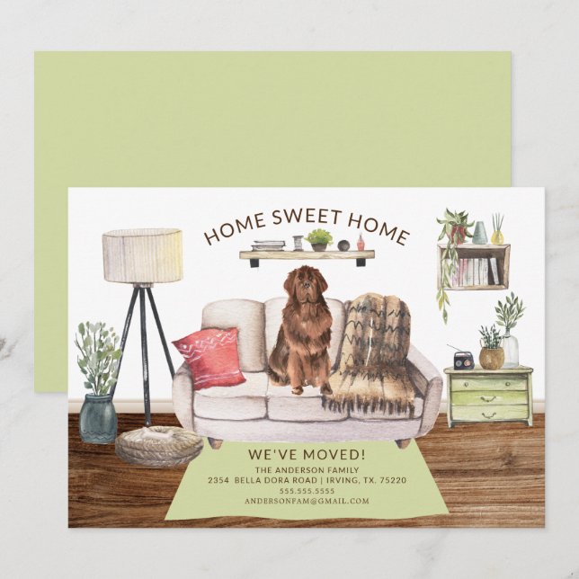 Faire-part de déplacement des chiens de Terre-Neuv (Devant / Derrière)