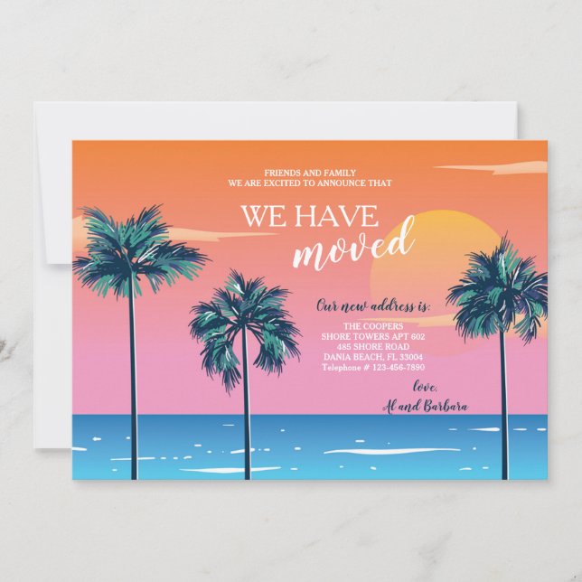 Faire-part de déplacement des rives de palmiers (Devant)