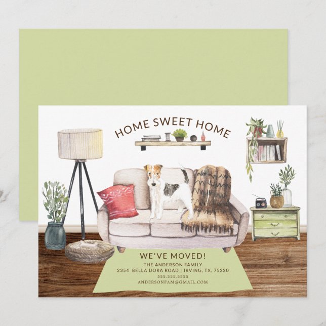 Faire-part de déplacement du chien de Terrier de F (Devant / Derrière)