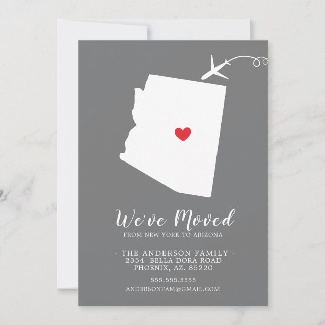 Faire-part de déplacement | État ARIZONA (Devant)