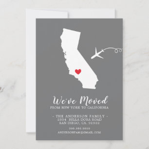 Faire-part de déplacement Etat de Californie