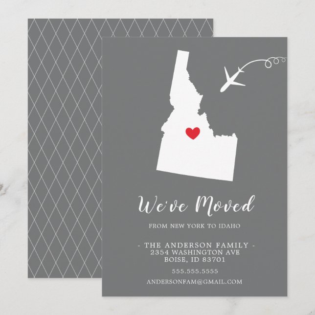 Faire-part de déplacement | État IDAHO (Devant / Derrière)