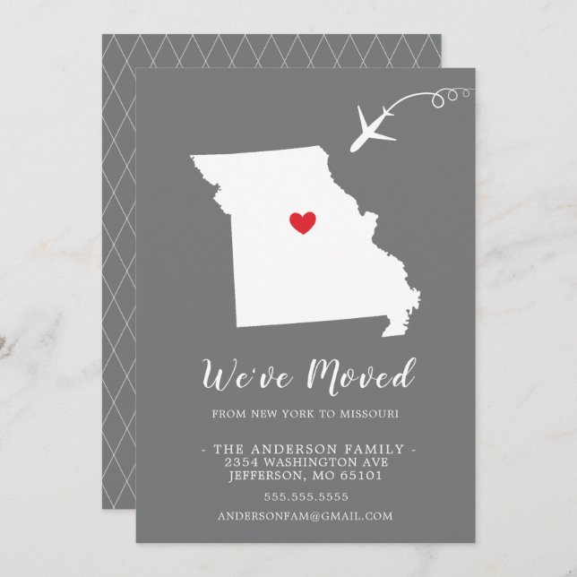 Faire-part de déplacement | État MISSOURI (Devant / Derrière)