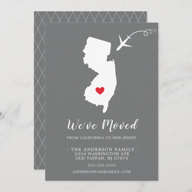 Faire-part de déplacement | Etat NEW JERSEY (Devant / Derrière)