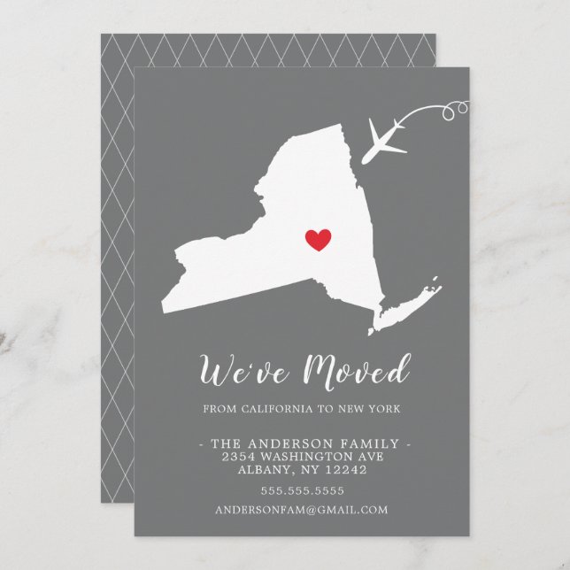 Faire-part de déplacement | Etat NEW YORK (Devant / Derrière)