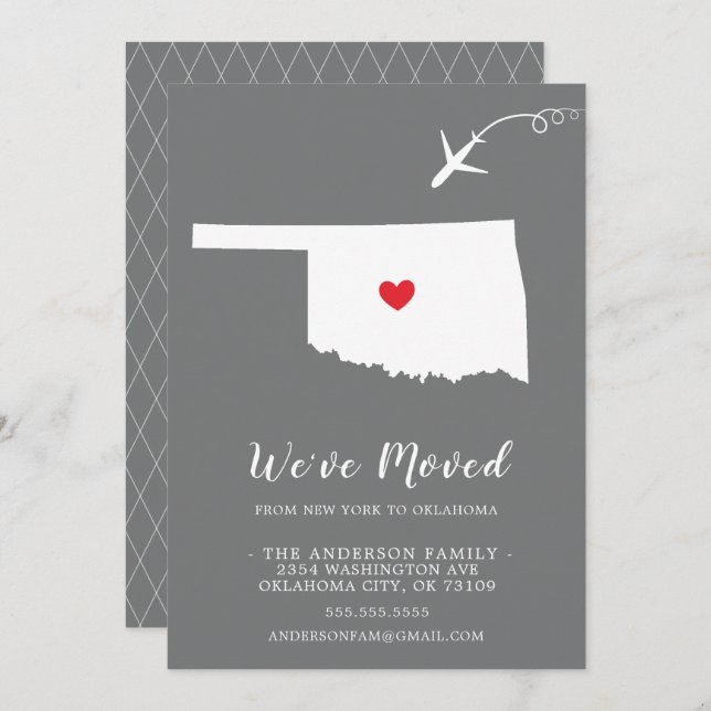 Faire-part de déplacement | Etat OKLAHOMA (Devant / Derrière)