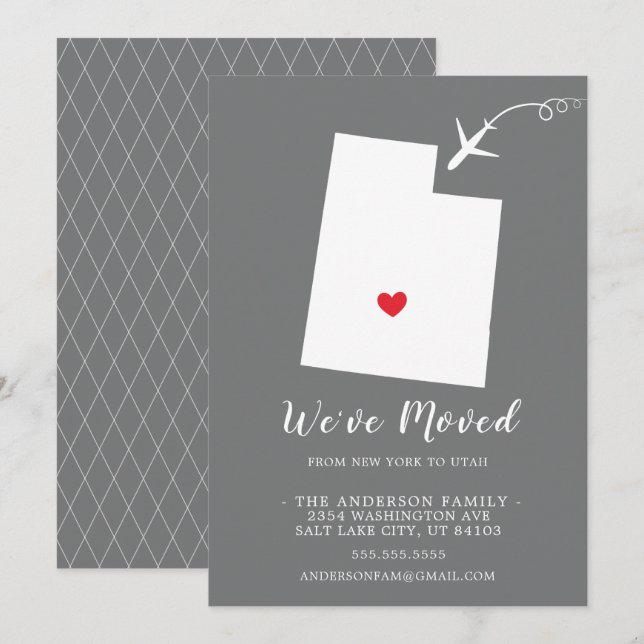 Faire-part de déplacement | Etat UTAH (Devant / Derrière)