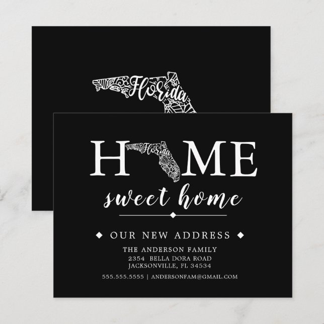 Faire-part de déplacement FLORIDA couleur modifiab (Devant / Derrière)