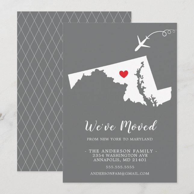 Faire-part de déplacement | MARYLAND (Devant / Derrière)