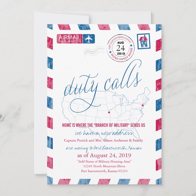 Faire-part de déplacement militaire de Fort Leaven (Devant)