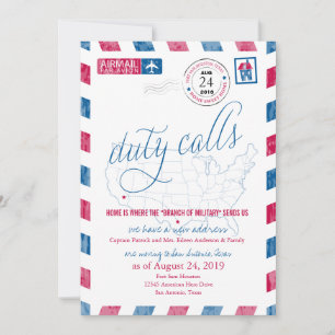 Faire-part de déplacement militaire de Fort Sam Ho