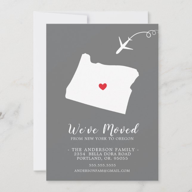 Faire-part de déplacement | RÉGION D'ÉTAT (Devant)