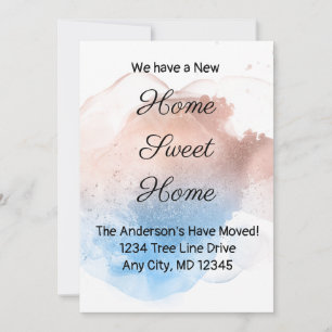 Faire-part de déplacement rose Gold et Blue Splash