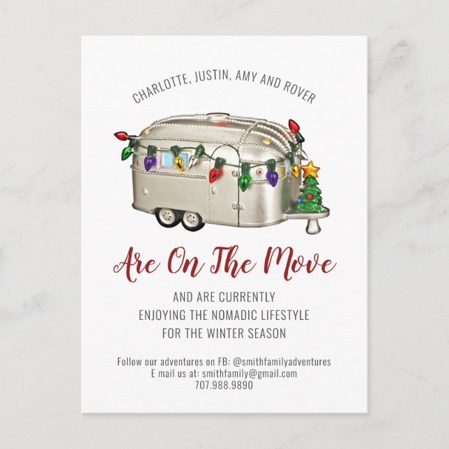 Faire-part de déplacement saisonnier de Camper Whi (Devant)