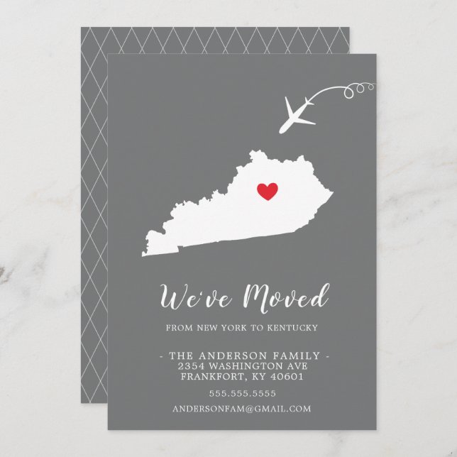 Faire-part de déplacement | State KENTUCKY (Devant / Derrière)