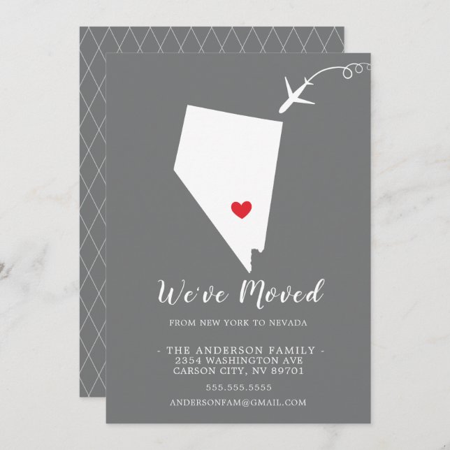 Faire-part de déplacement | State NEVADA (Devant / Derrière)