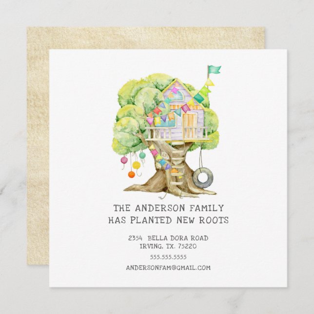 Faire-part de déplacement Treehouse (Devant / Derrière)