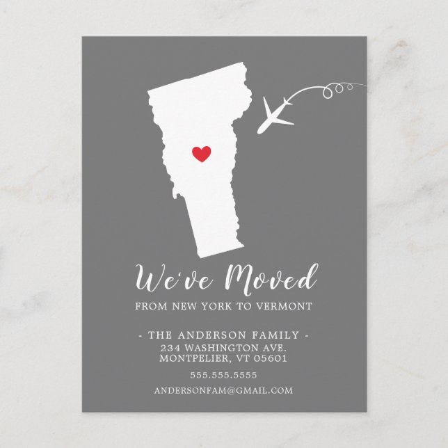 Faire-part de déplacement VERMONT carte postale (Devant)