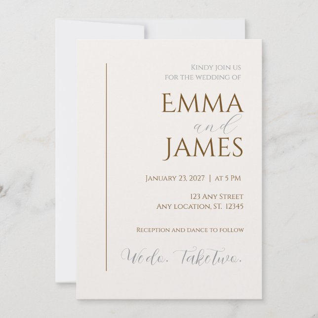 Faire-part de deuxième mariage. Moderne minimalist (Devant)