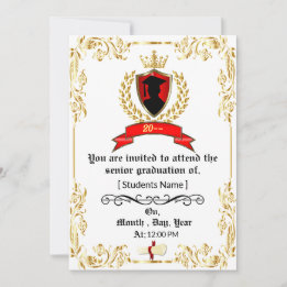 Faire-part de diplôme Cadre Or Blanc