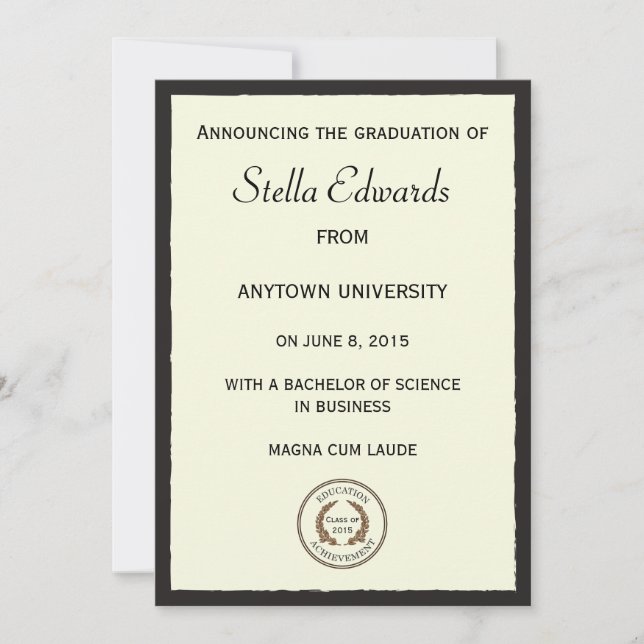 Faire-part de diplôme classique (Devant)