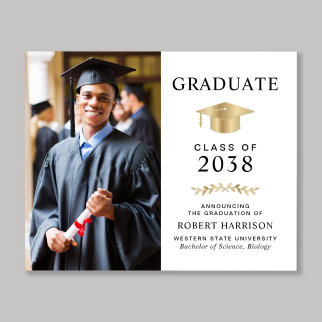 Faire-part de diplôme de Casquette d'or du budget (An elegant college graduation announcement to celebrate the graduate's achievements)