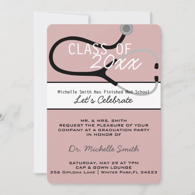 Faire-part de diplôme de doctorat en stéthoscope M (Devant)