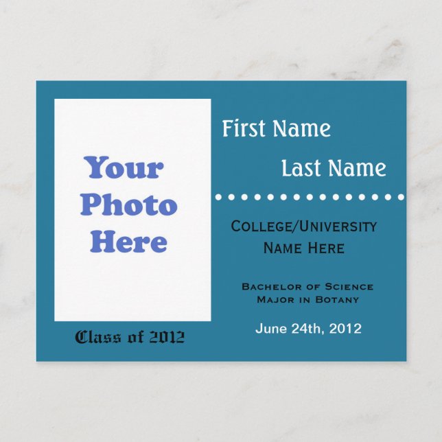 Faire-part de diplôme de l'université bleue (Devant)
