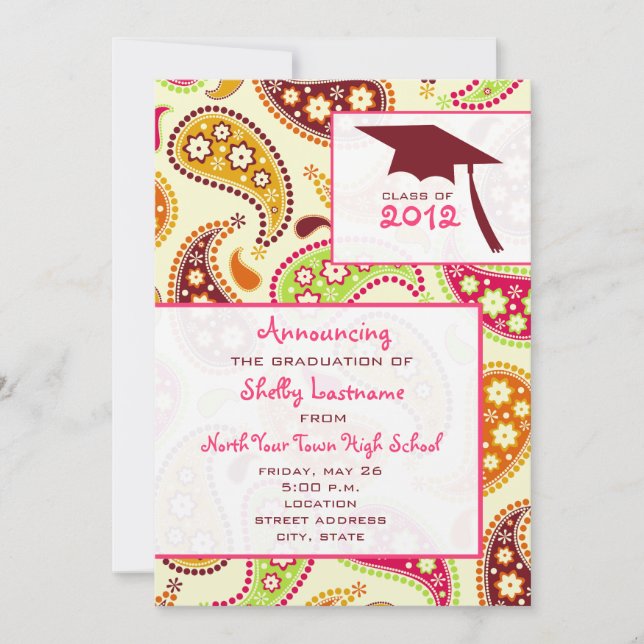 Faire-part de diplôme de Paisley 2012 (Devant)