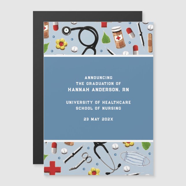 Faire-part de diplôme en infirmière (Devant / Derrière)