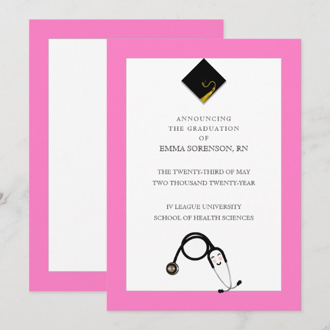 Faire-part de diplôme en infirmière (Devant / Derrière)