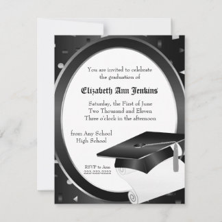 Faire-part de diplôme en noir et blanc