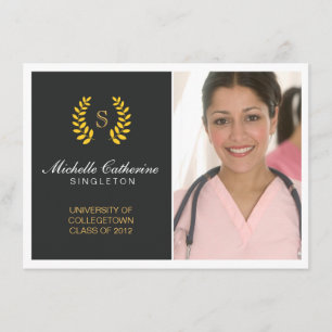 Faire-part de diplôme en noir et or de l'universit