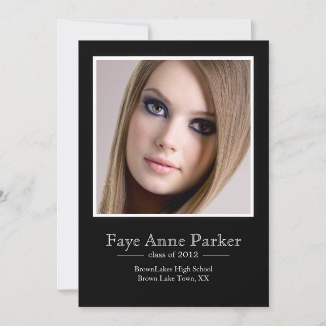 Faire-part de diplôme en photo classique encadrée (Devant)