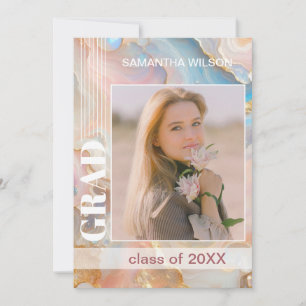 Faire-part De Diplôme Sur Motif Pastel Marbre