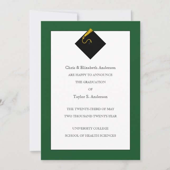 Faire-part de diplôme Vert (Devant)
