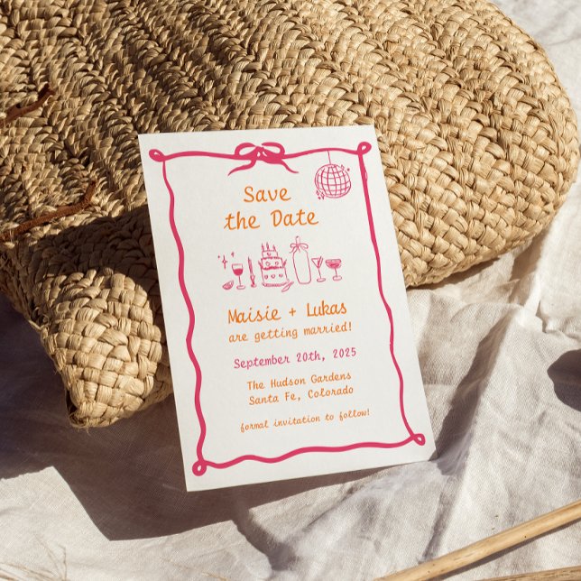 Faire-part de disco à bordure ondulée funky manusc (Créateur téléchargé)