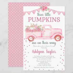 Faire-part de douche bébé Budget Triplets Rose Pet