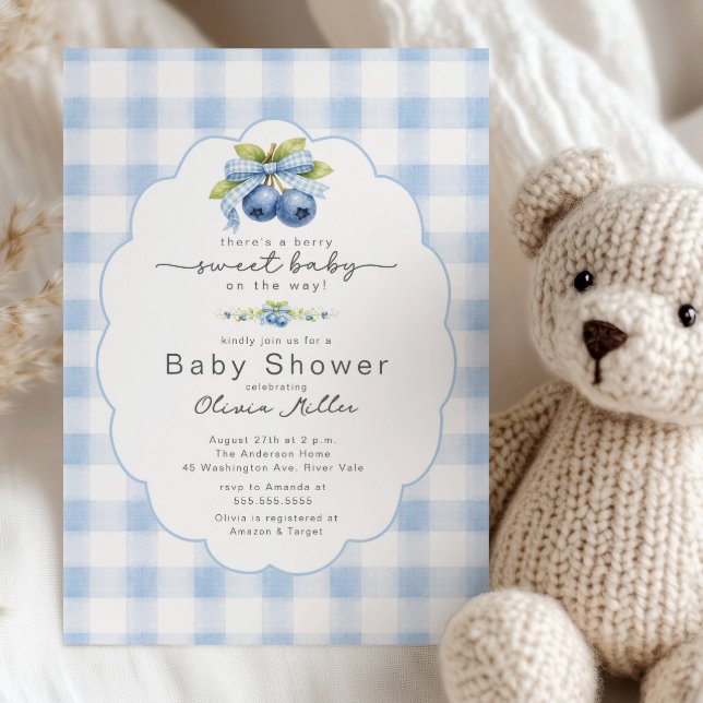 Faire-part de douche de bébé à la myrtille douce (Créateur téléchargé)