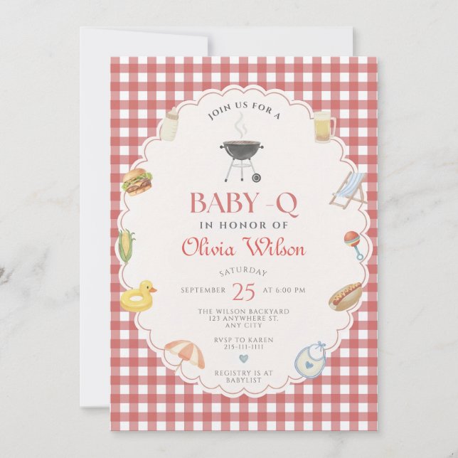 Faire-part de douche de bébé Q Modèle modifiable G (Devant)
