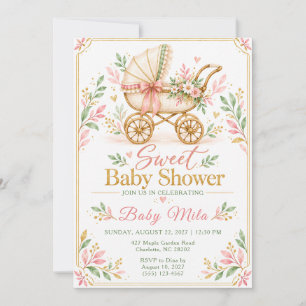 Faire-part de douche de bébé Vintage Garden Baby C