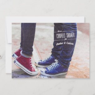 Faire-part de douche de couples baskets et jeans b