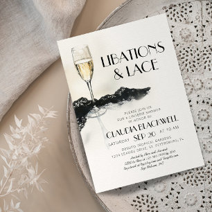Faire-part de douche de lingerie Champagne en dent