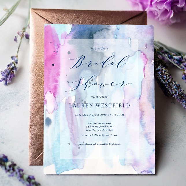 Faire-part de douche de mariée à l'aquarelle print (Créateur téléchargé)